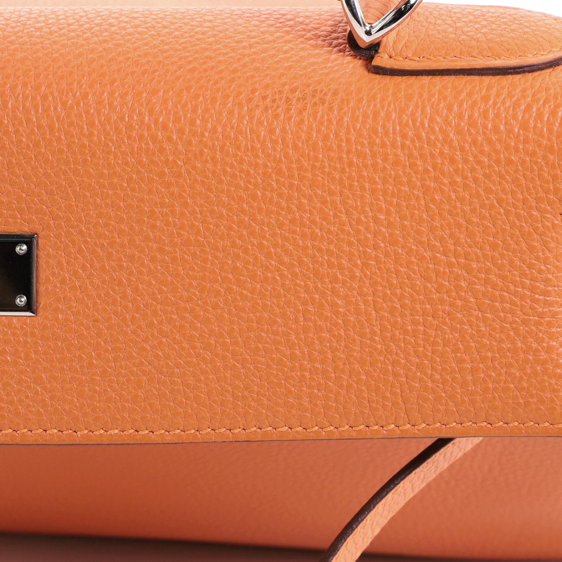 Hermes Kelly Handbag Orange H Togo with Palladium Hardware 32 3