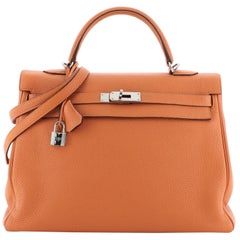 Hermes Kelly Handbag Orange H Togo With Palladium Hardware 32 