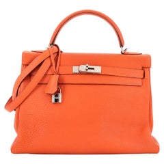 Hermes Kelly Handbag Orange H Togo with Palladium Hardware 32