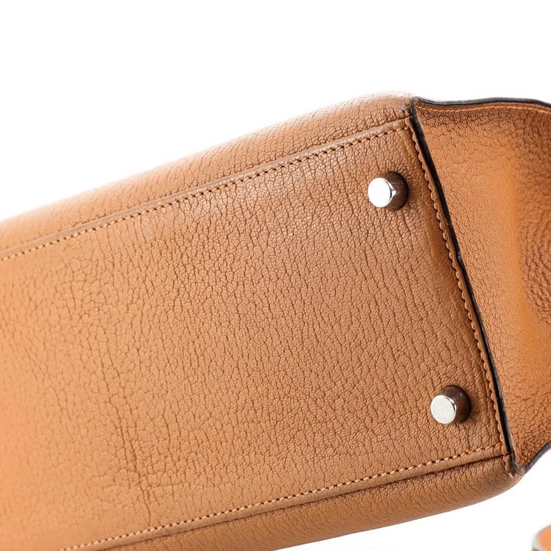 Hermes Kelly Handbag Potiron Chevre de Coromandel with Palladium Hardware 28 4