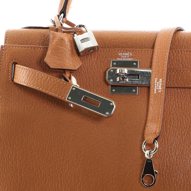 Hermes Kelly Handbag Potiron Chevre de Coromandel with Palladium Hardware 28 1
