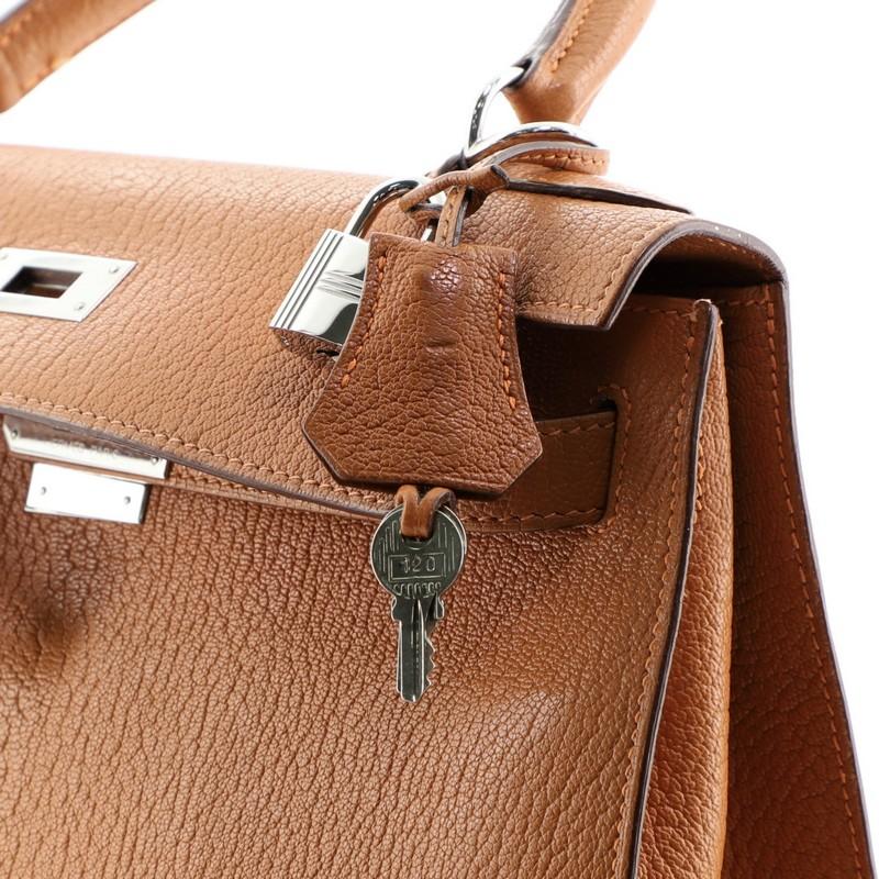 Hermes Kelly Handbag Potiron Chevre de Coromandel with Palladium Hardware 28 3