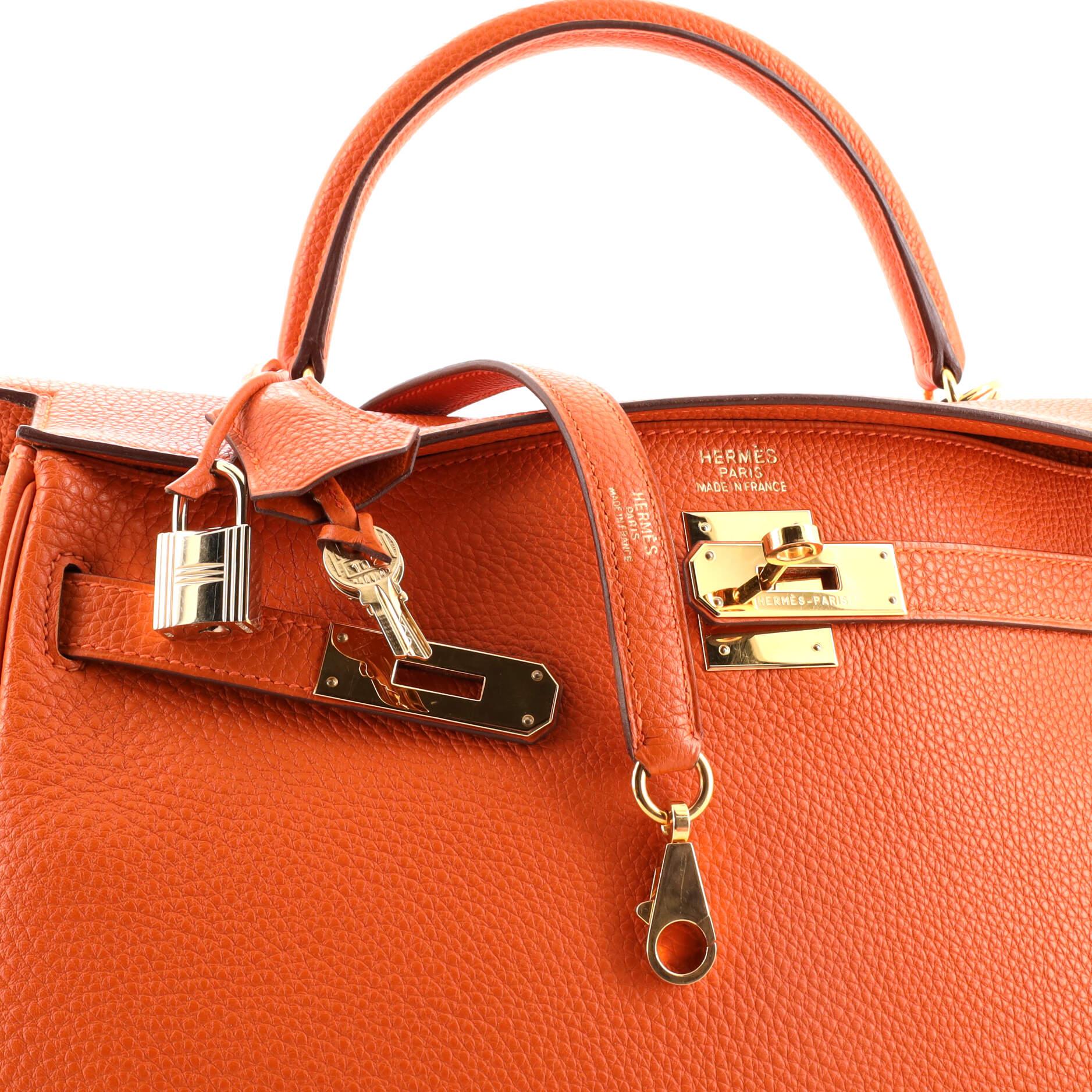 Hermes Kelly Handbag Potiron Togo with Gold Hardware 32 3