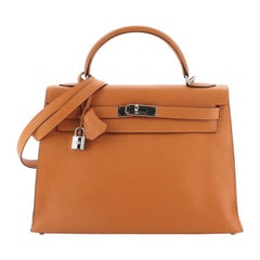 Hermes Kelly Handbag Potiron Togo With Palladium Hardware 32