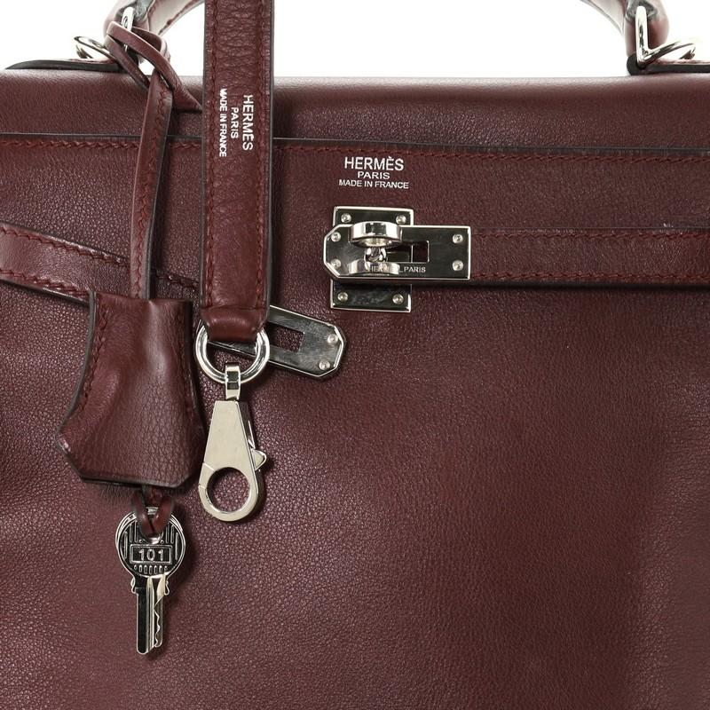 Black Hermes Kelly Handbag Prune Swift With Palladium Hardware 25 