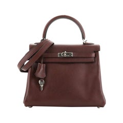 Hermes Kelly Handbag Prune Swift With Palladium Hardware 25 