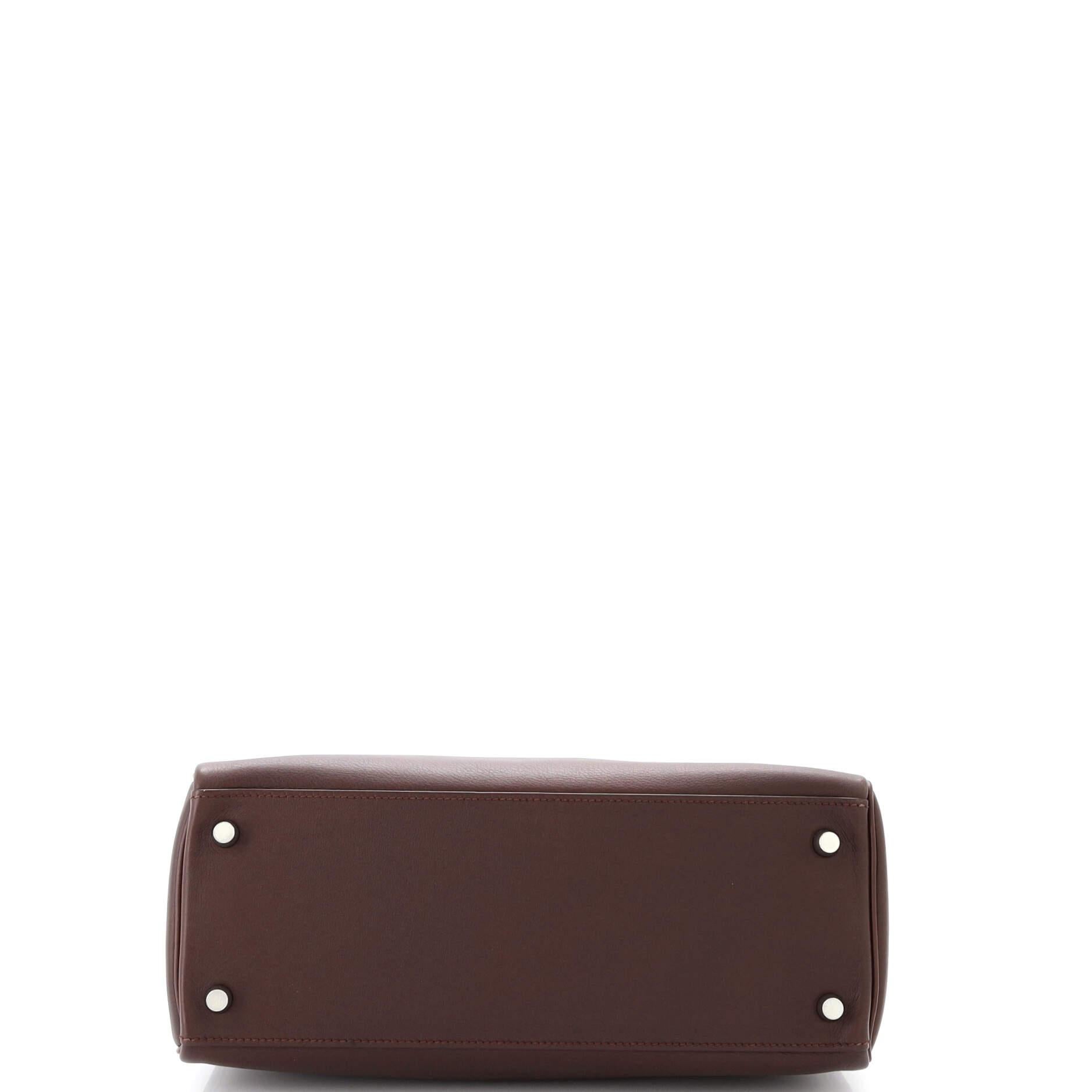 Women's or Men's Hermes Kelly Handbag Prune Swift with Palladium Hardware 28