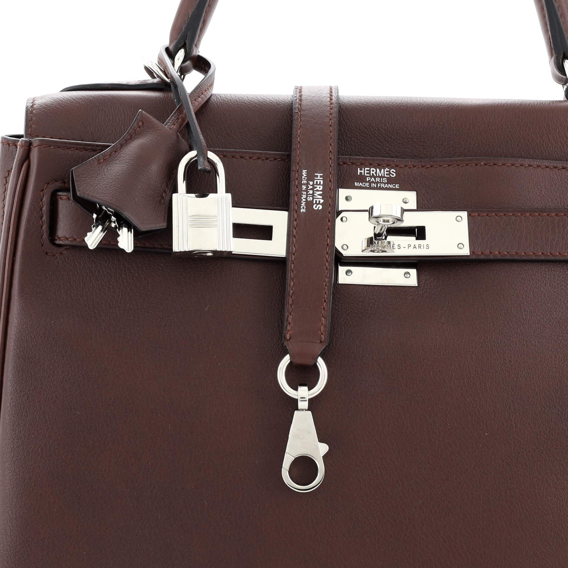 Hermes Kelly Handbag Prune Swift with Palladium Hardware 28 2