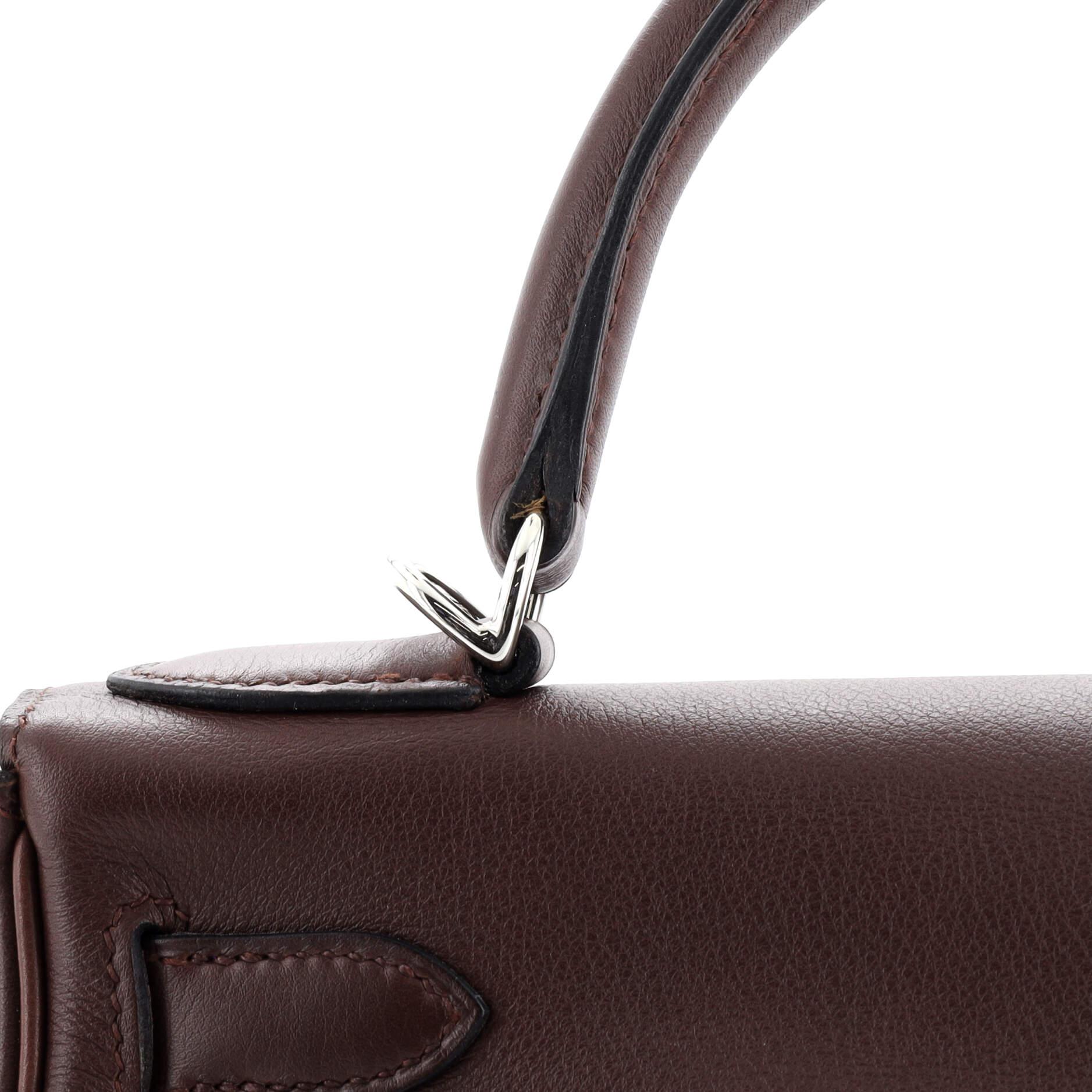 Hermes Kelly Handbag Prune Swift with Palladium Hardware 28 4