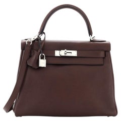 Hermes Kelly Handbag Prune Swift with Palladium Hardware 28