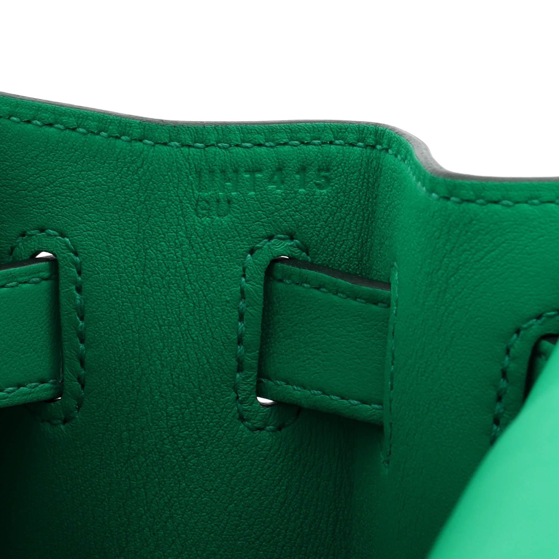 Hermes Kelly Handbag Quadrille Canvas and Menthe Swift with Palladium Hardware28 6