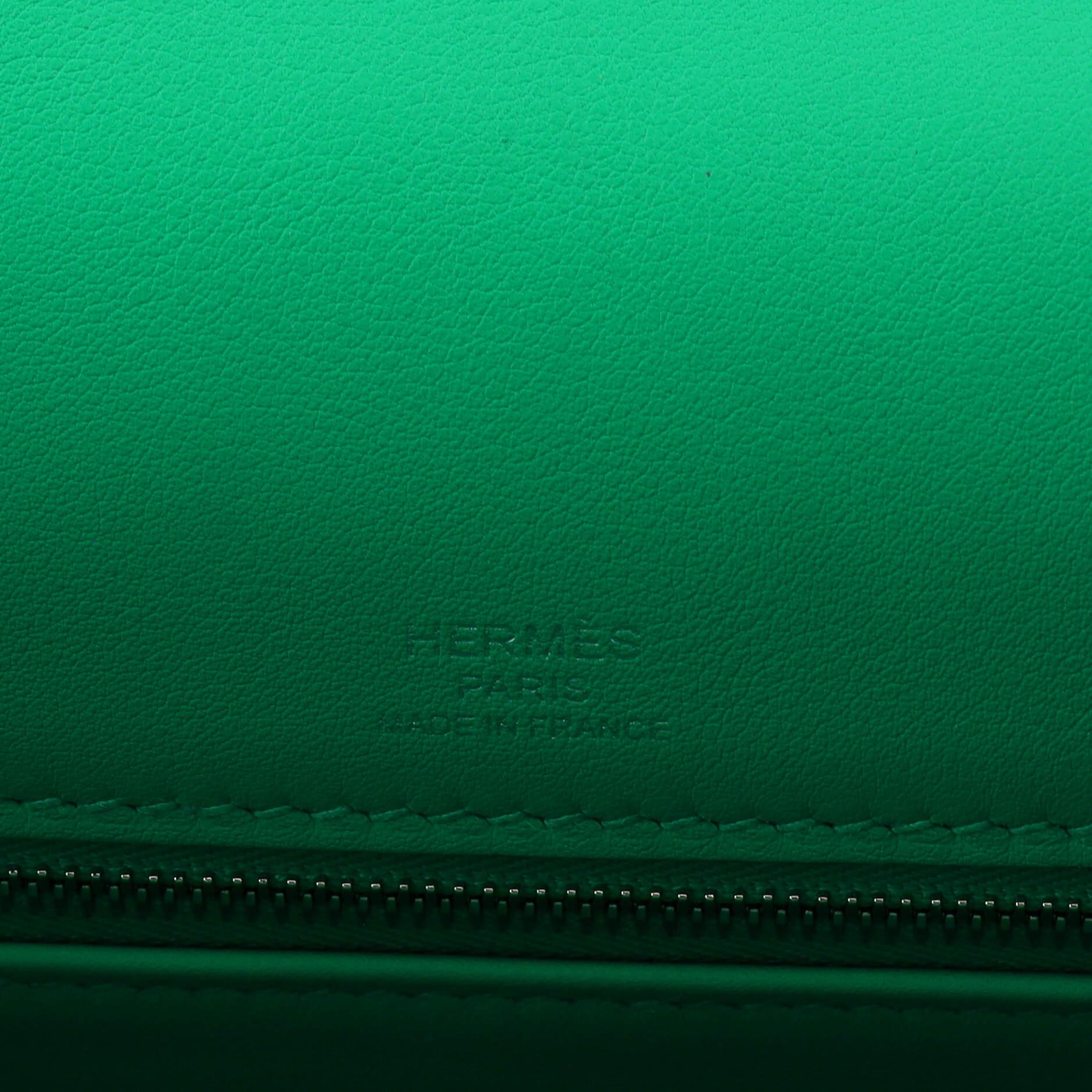 Hermes Kelly Handbag Quadrille Canvas and Menthe Swift with Palladium Hardware28 4
