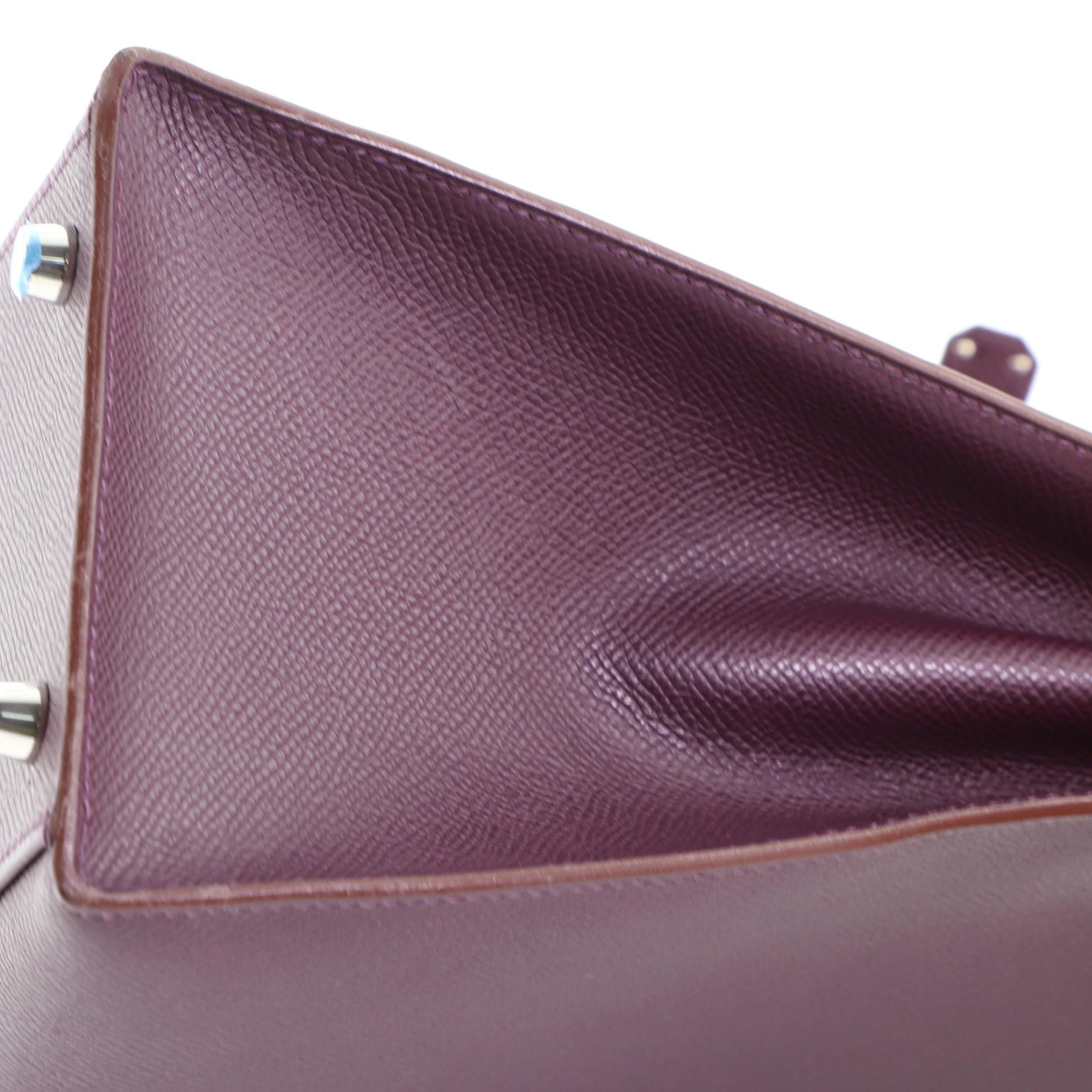 Hermes Kelly Handbag Raisin Epsom with Palladium Hardware 32 2