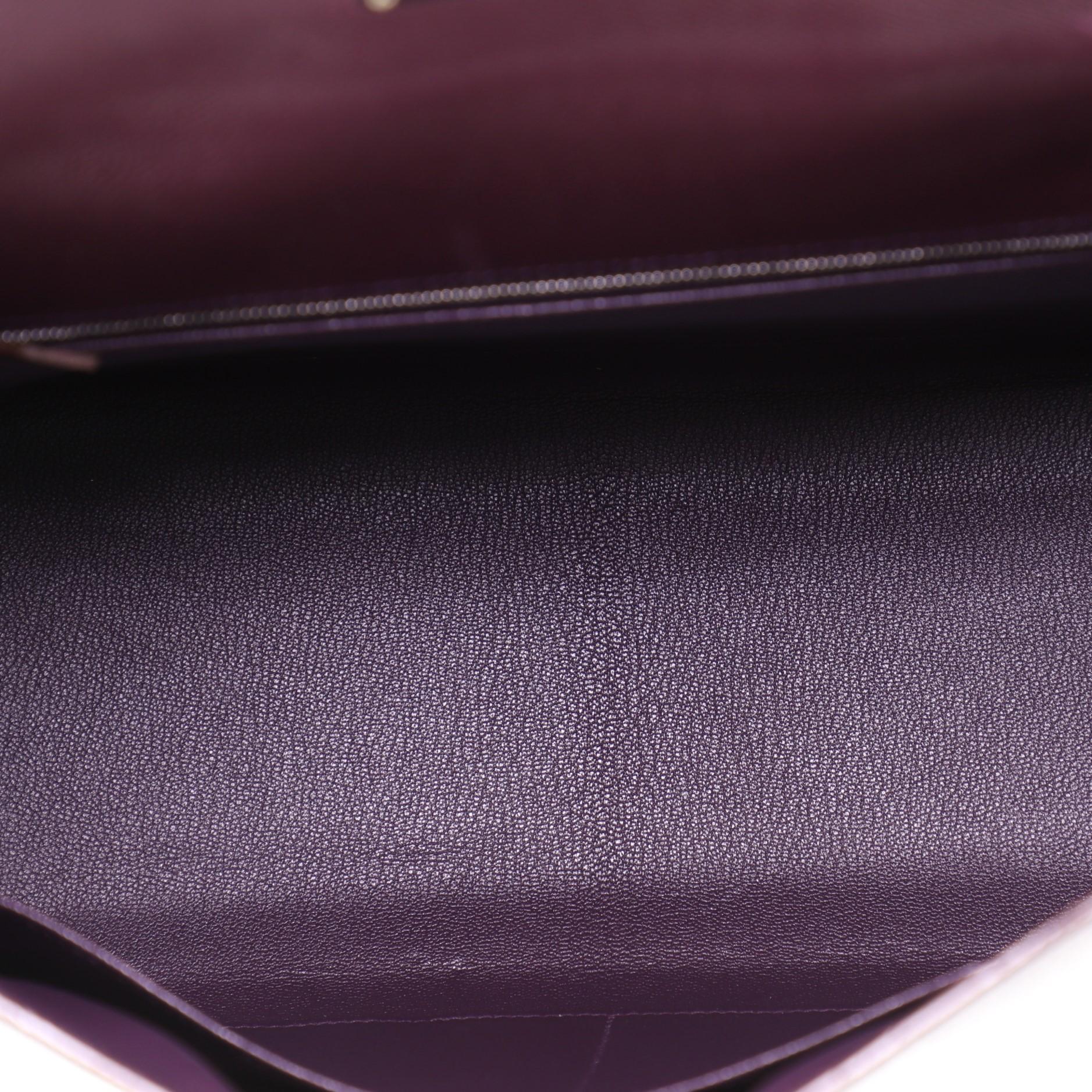 Hermes Kelly Handbag Raisin Epsom with Palladium Hardware 32 3
