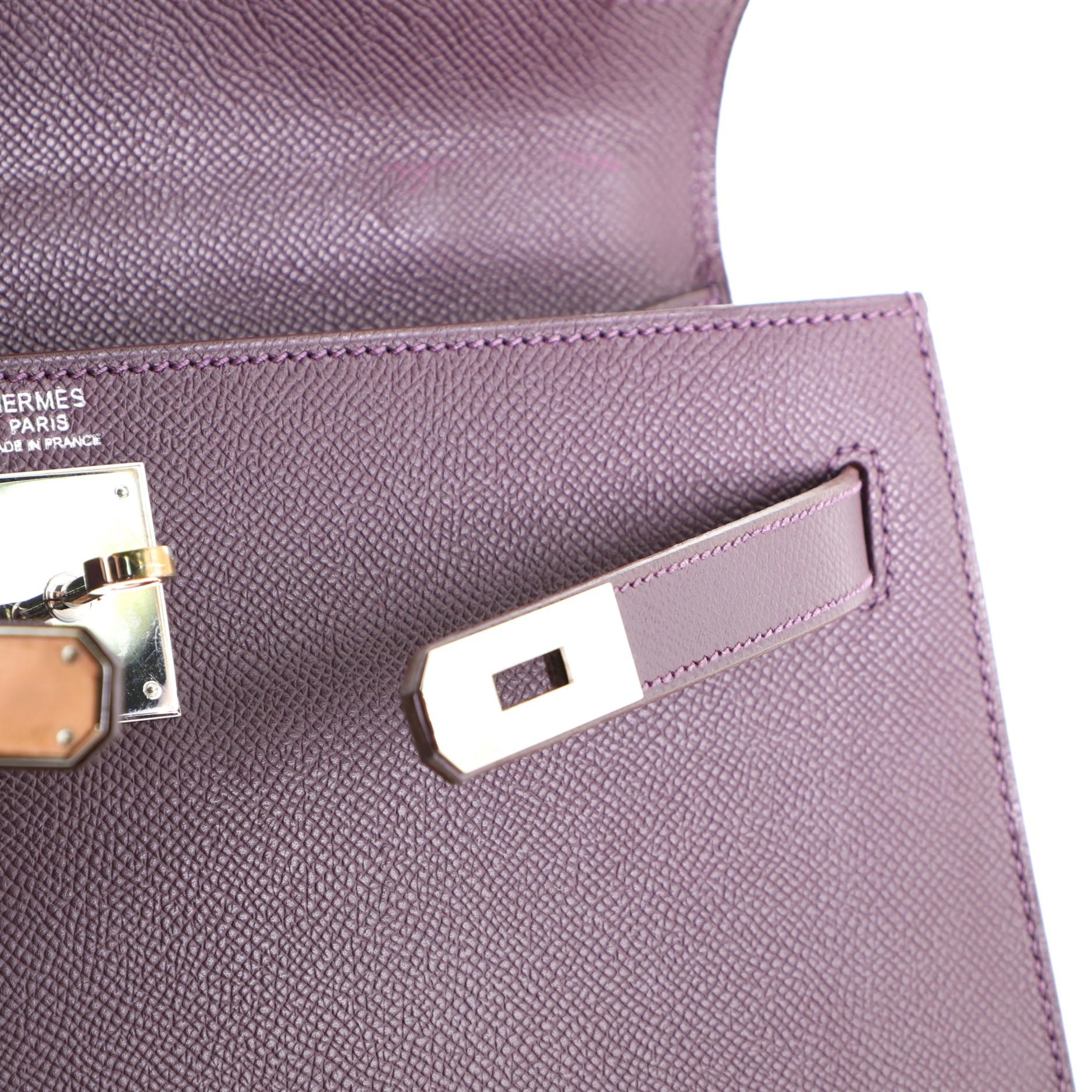Hermes Kelly Handbag Raisin Epsom with Palladium Hardware 32 4