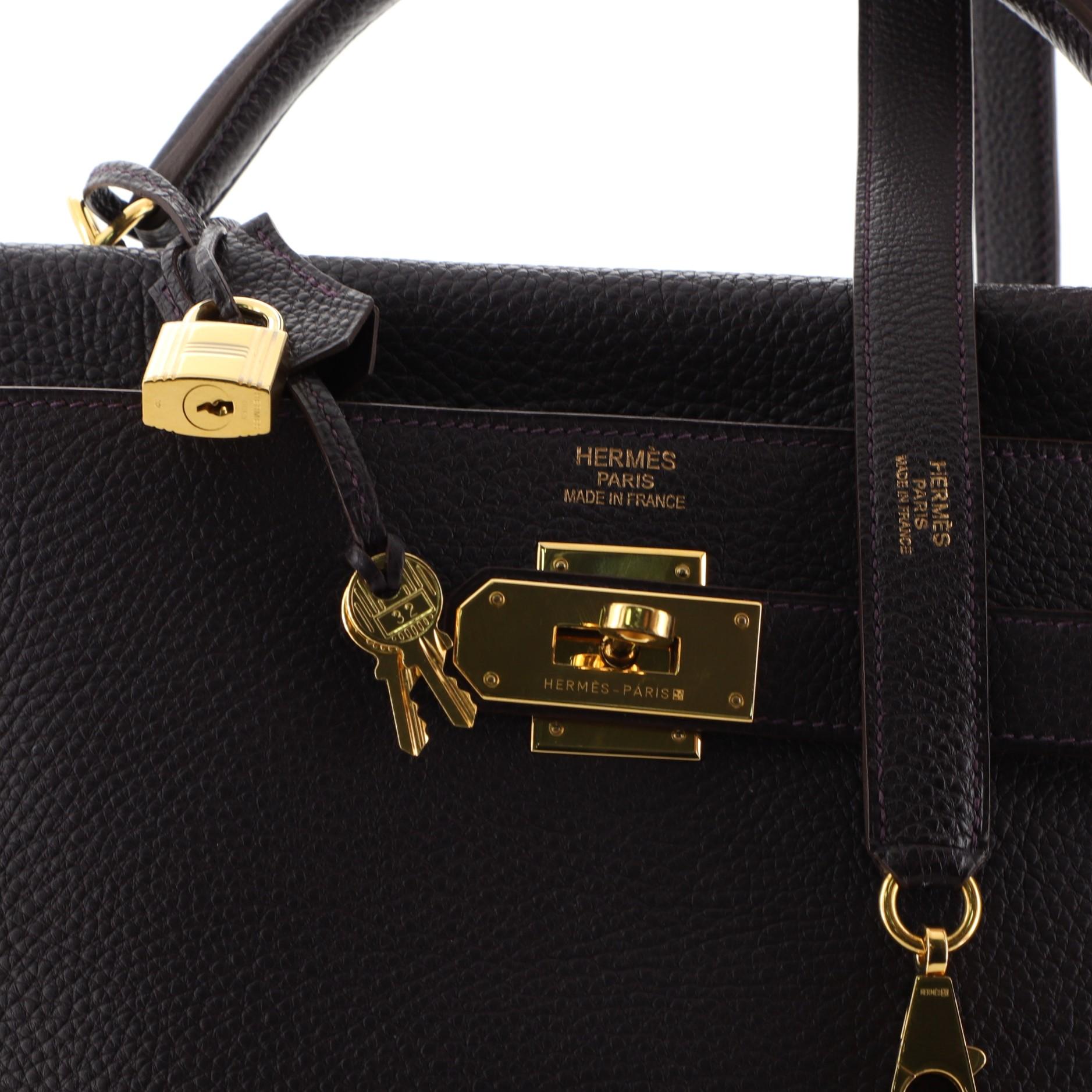 Hermes Kelly Handbag Raisin Togo with Gold Hardware 40 1