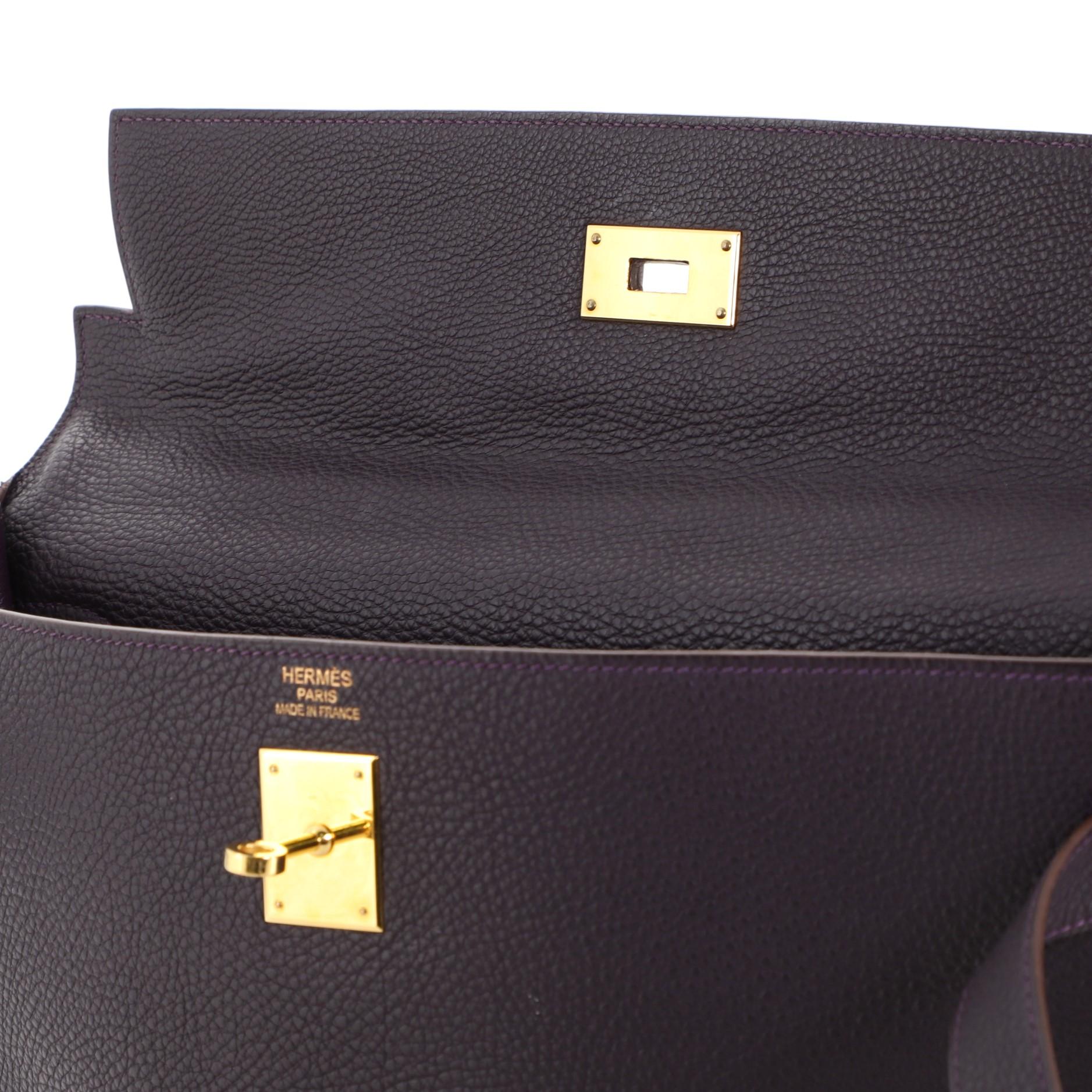 Hermes Kelly Handbag Raisin Togo with Gold Hardware 40 3