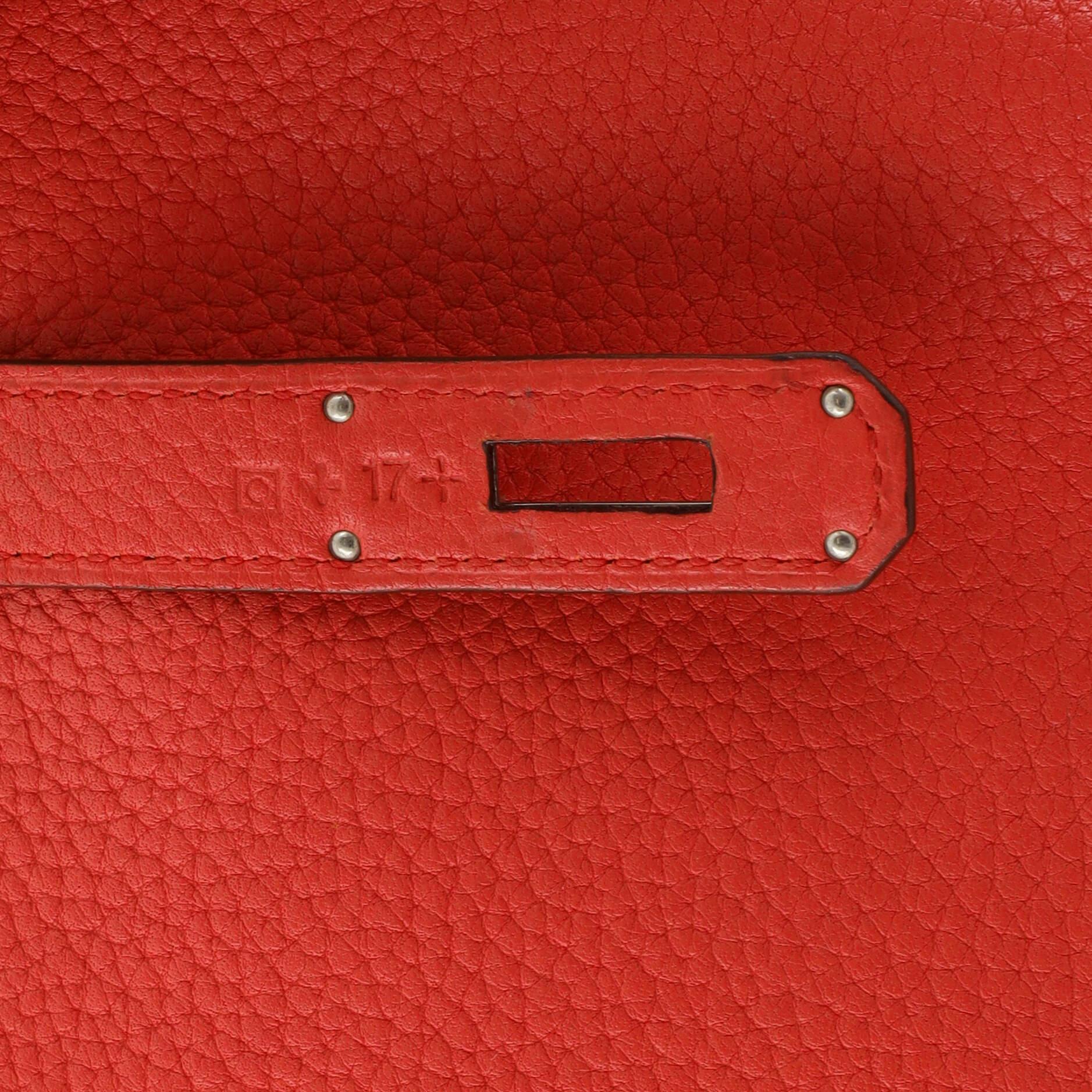 Hermes Kelly Handbag Red Clemence with Palladium Hardware 35 For Sale 8