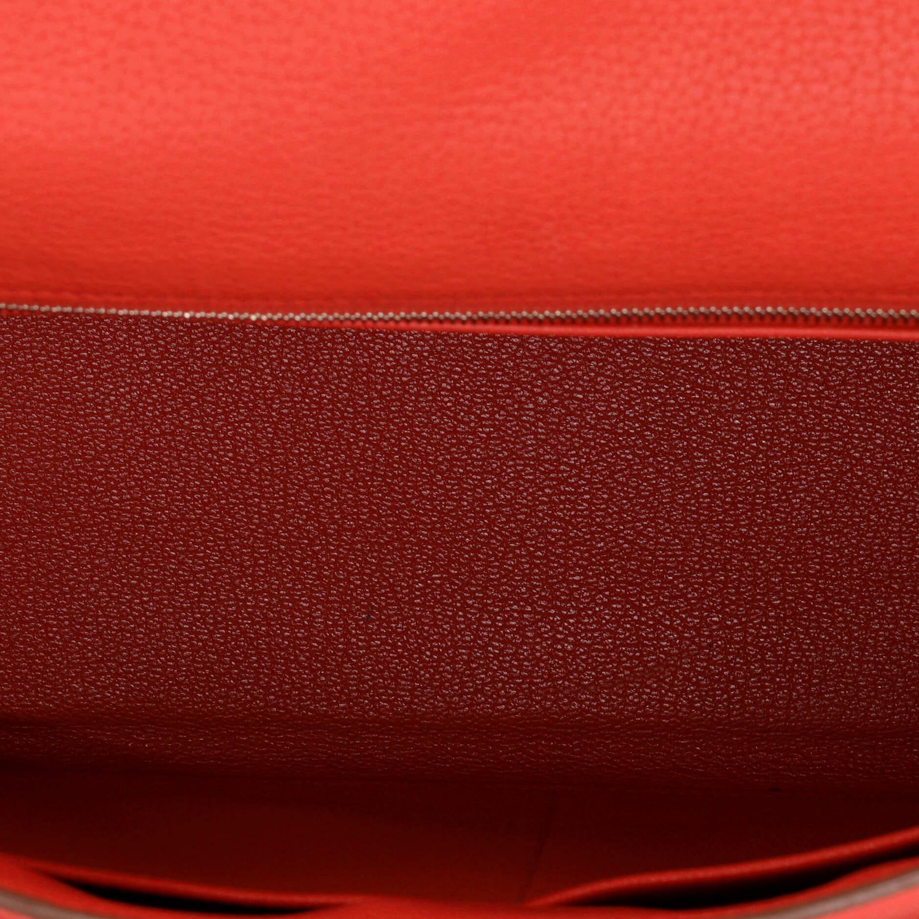 Hermes Kelly Handbag Red Clemence with Palladium Hardware 35 For Sale 1