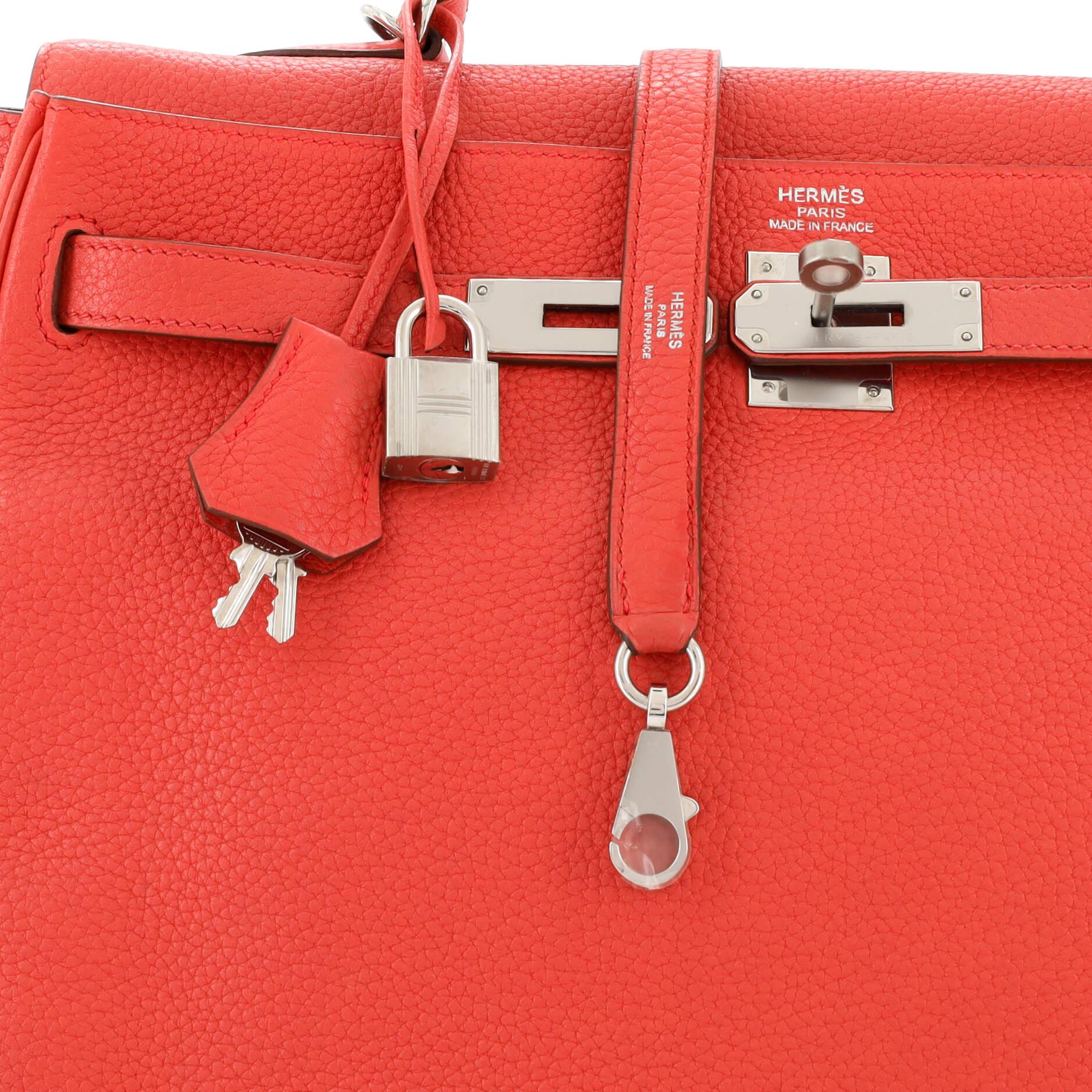 Hermes Kelly Handbag Red Clemence with Palladium Hardware 35 For Sale 2
