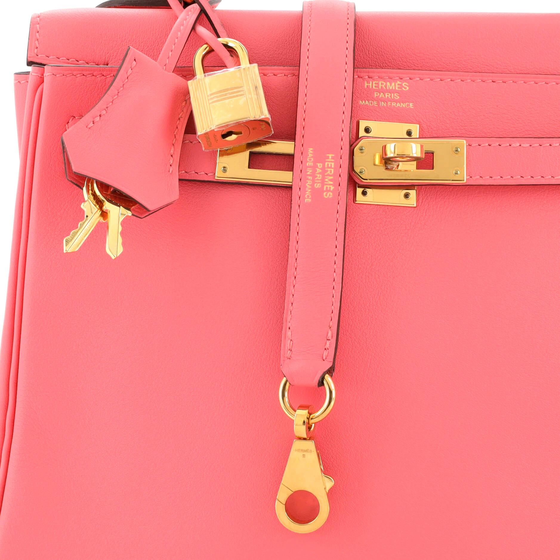 Hermes Kelly Handbag Rose Azalée Swift with Gold Hardware 25 3