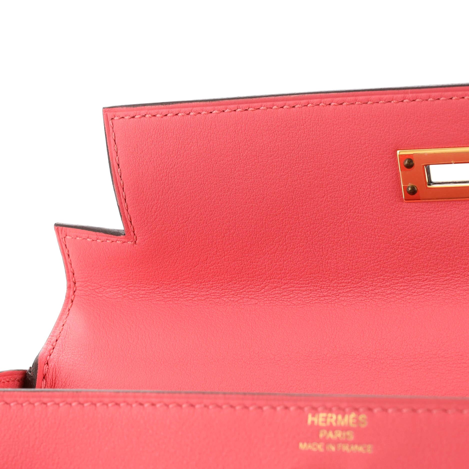 Hermes Kelly Handbag Rose Azalée Swift with Gold Hardware 25 4