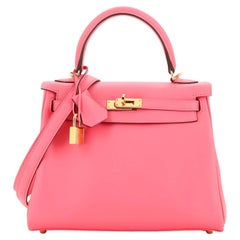Hermes Kelly Handbag Rose Azalée Swift with Gold Hardware 25