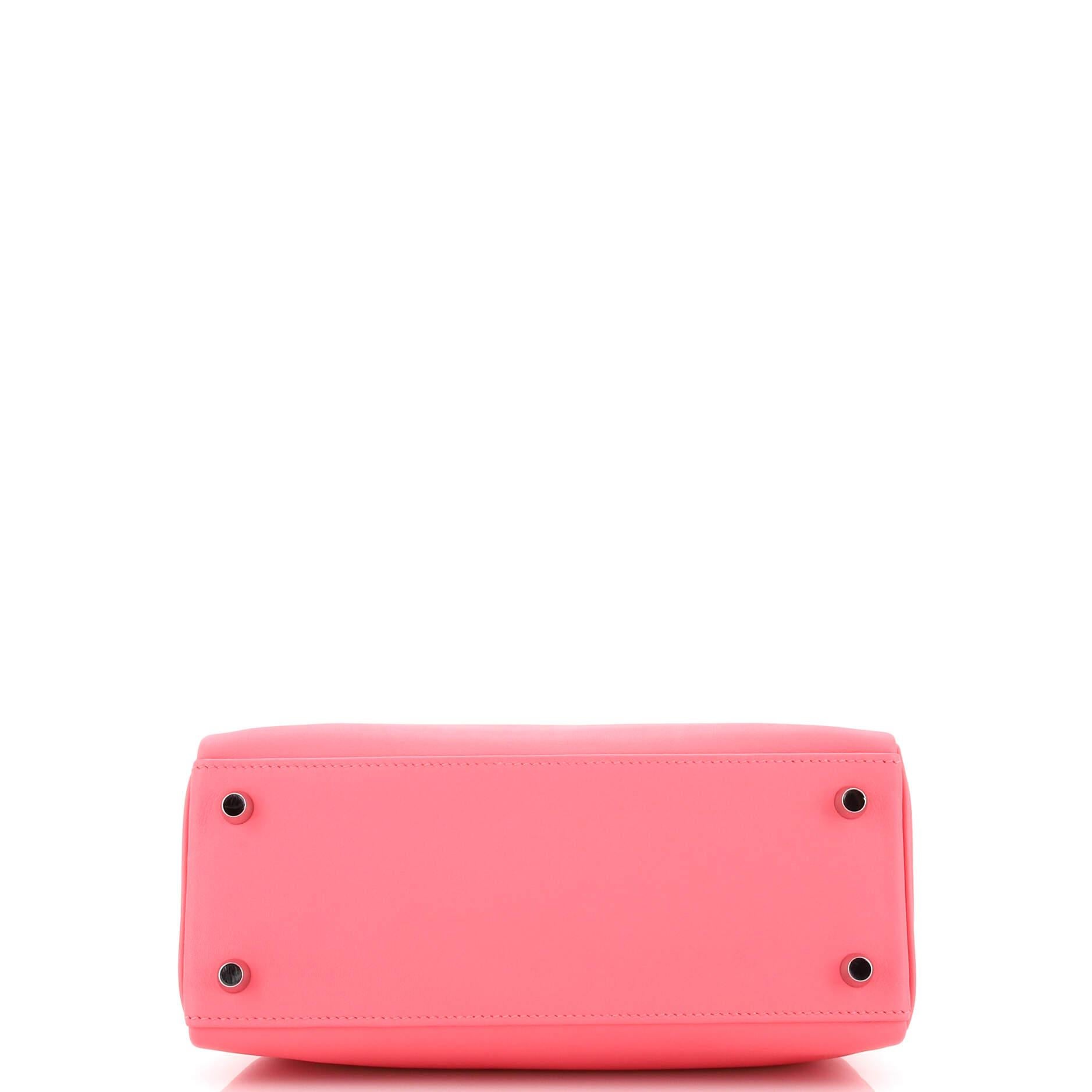 Women's or Men's Hermes Kelly Handbag Rose Azalée Swift with Palladium Hardware 25 For Sale