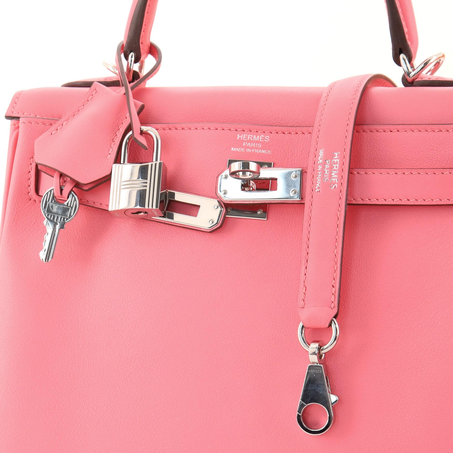 Hermes Kelly Handbag Rose Azalée Swift with Palladium Hardware 25 3