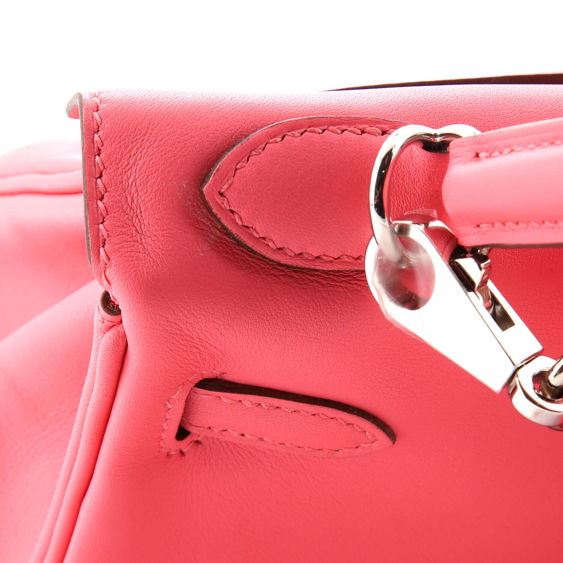 Hermes Kelly Handbag Rose Azalée Swift with Palladium Hardware 25 For Sale 3