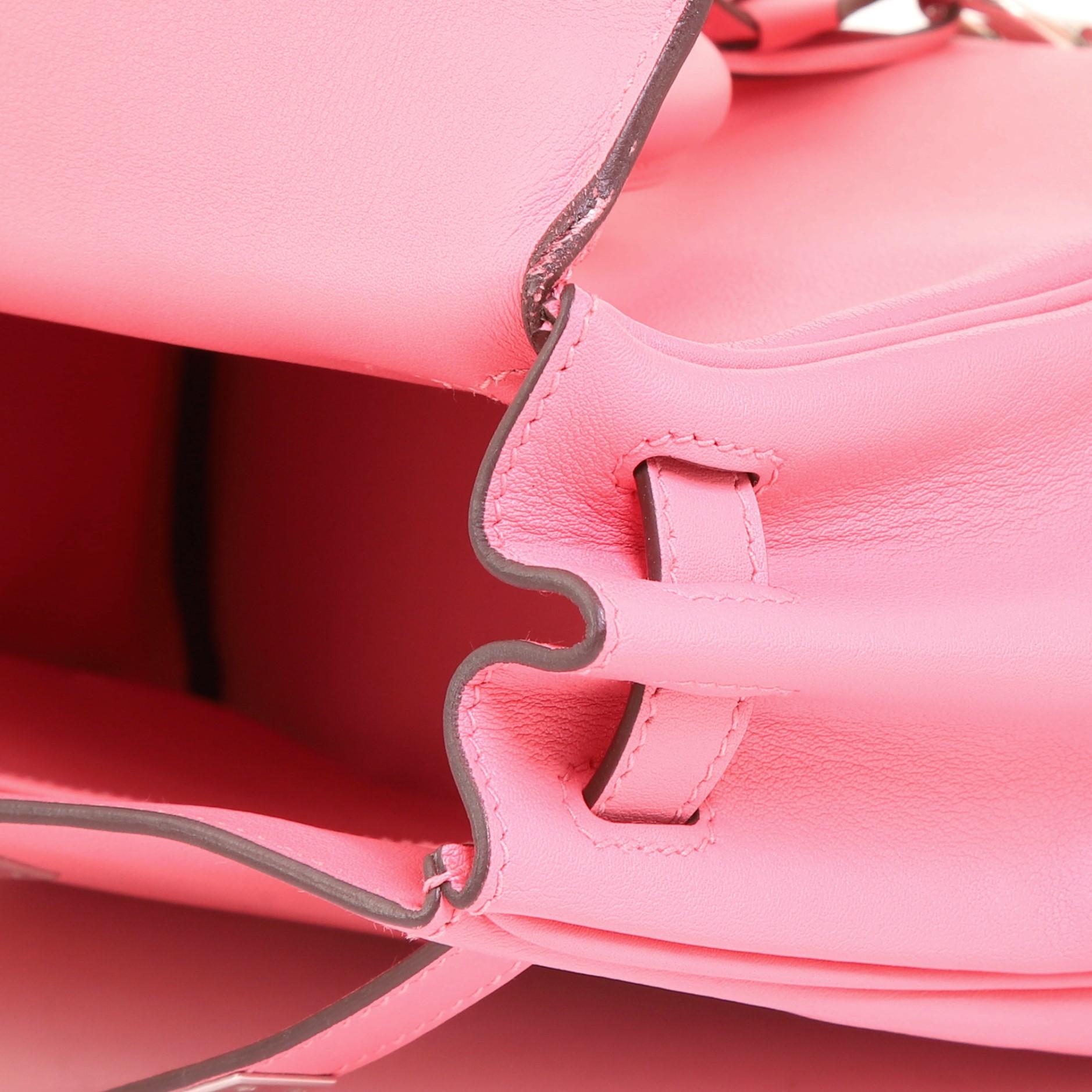 Hermes Kelly Handbag Rose Azalée Swift with Palladium Hardware 25 4
