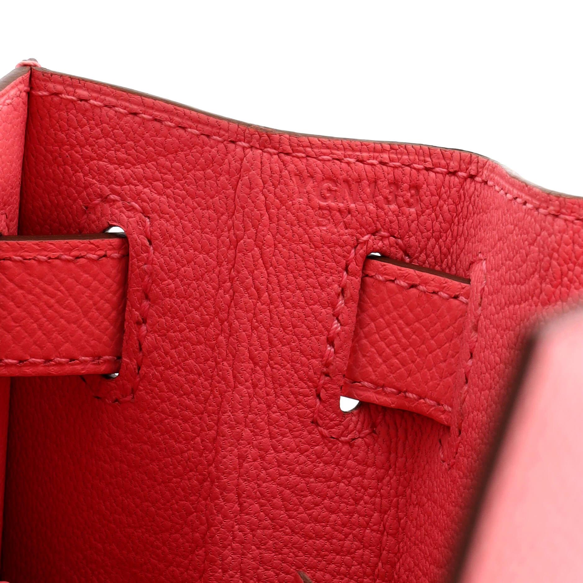 Hermes Kelly Handbag Rose Confetti Epsom with Palladium Hardware 28 6