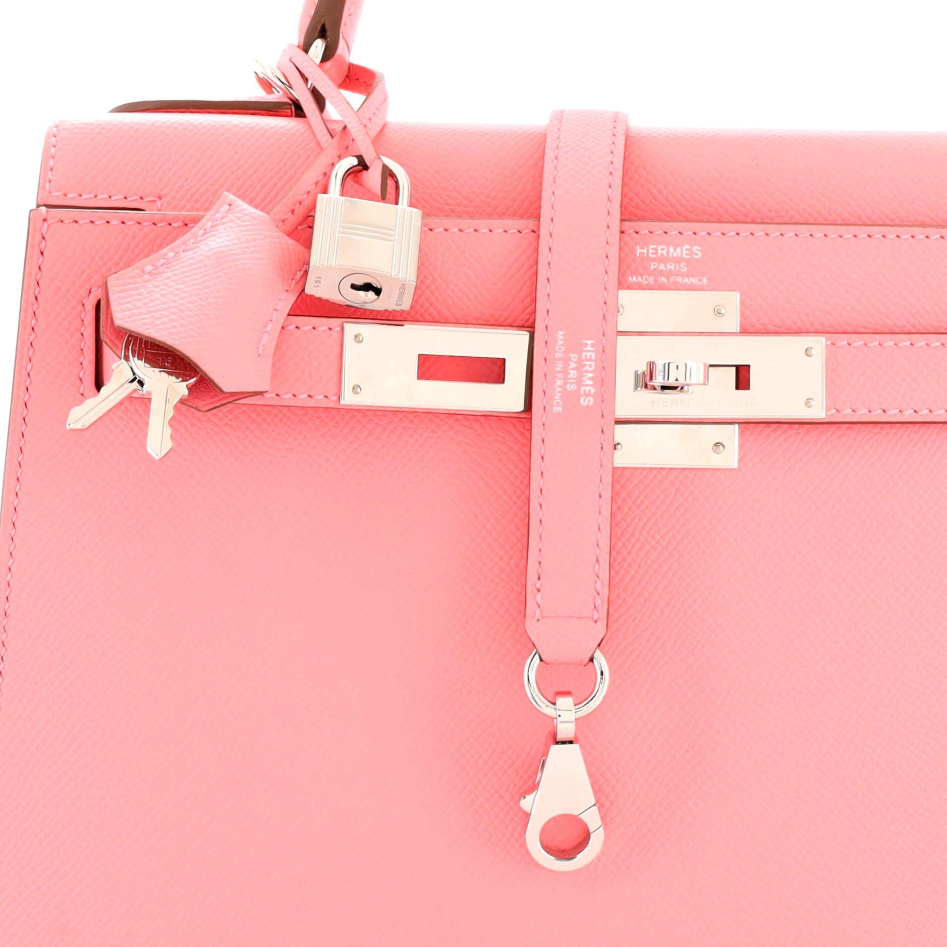 Hermes Kelly Handbag Rose Confetti Epsom with Palladium Hardware 28 3
