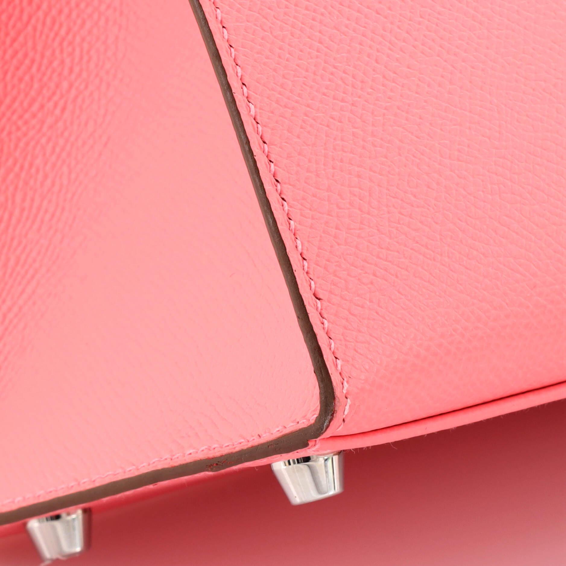 Hermes Kelly Handbag Rose Confetti Epsom with Palladium Hardware 28 4