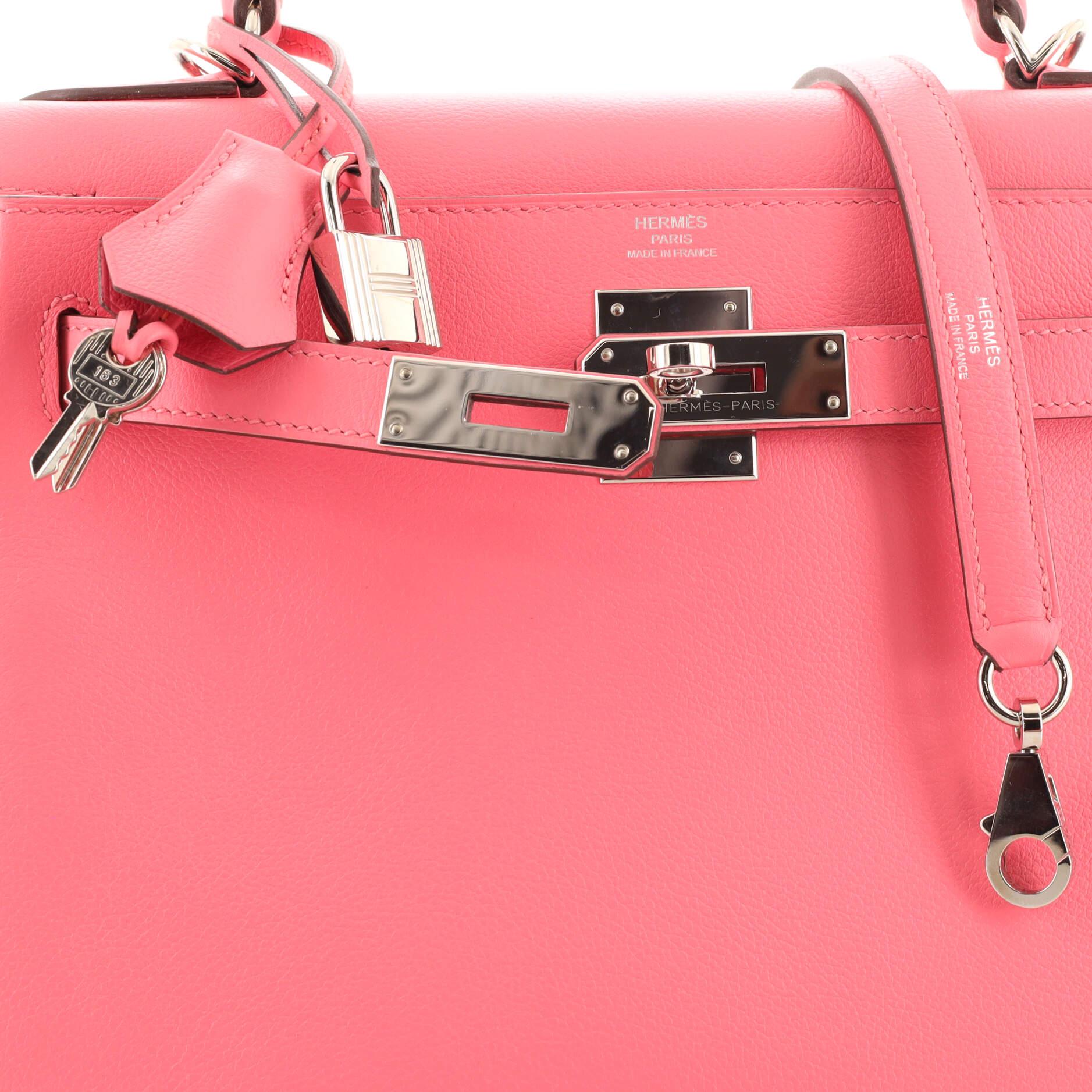 Hermes Kelly Handbag Rose D'Ete Evercolor with Palladium Hardware 28 3