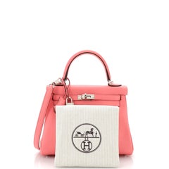 Hermes Kelly Handbag Rose D'Ete Swift with Palladium Hardware 25
