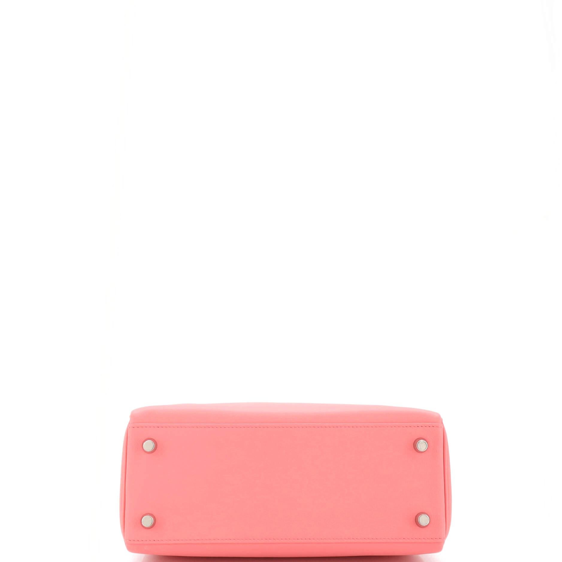Hermes Kelly Handbag Rose D'Ete Swift with Palladium Hardware 25 For Sale 1