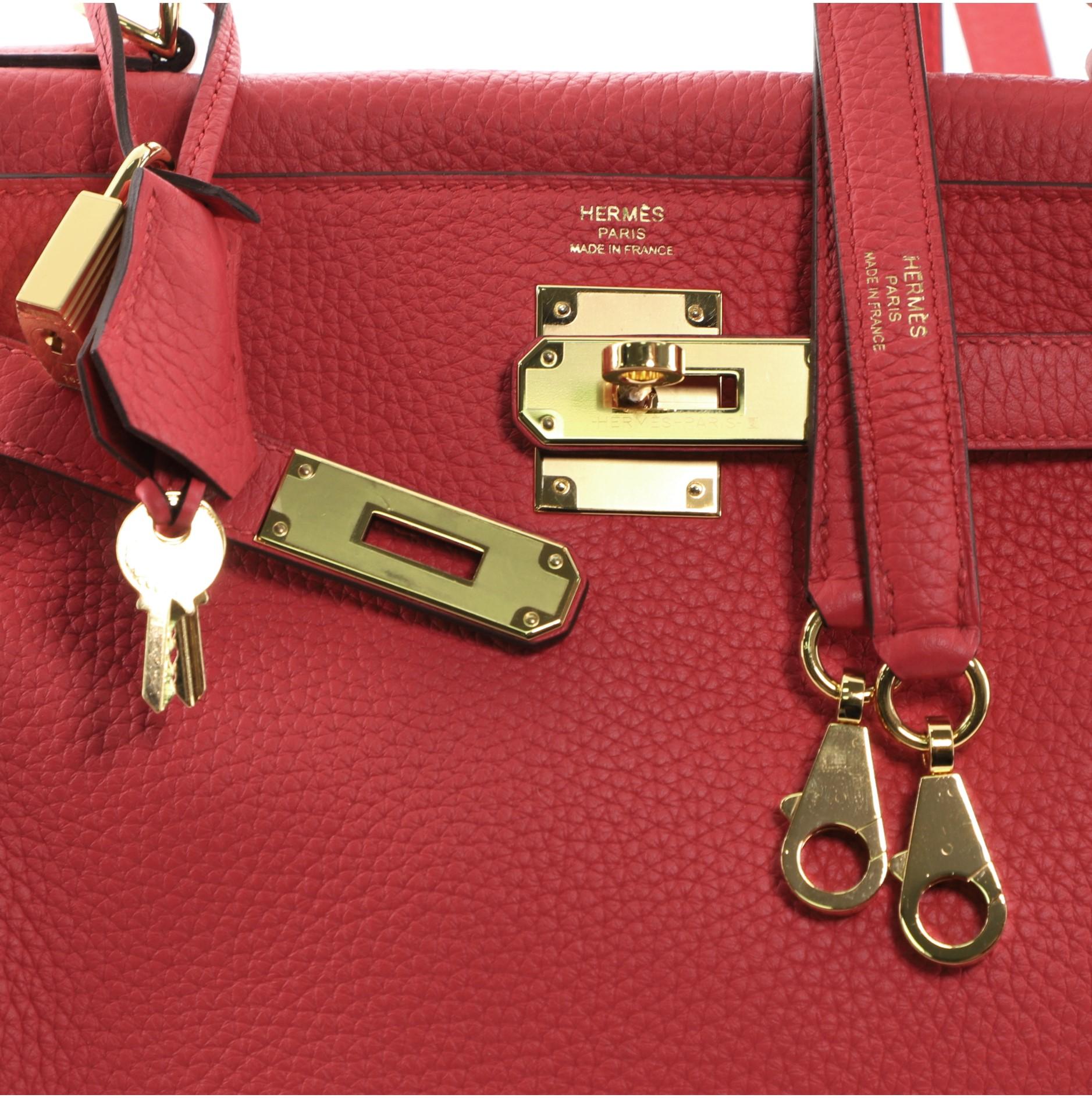 Hermes Kelly Handbag Rose Extreme Clemence with Gold Hardware 28 1