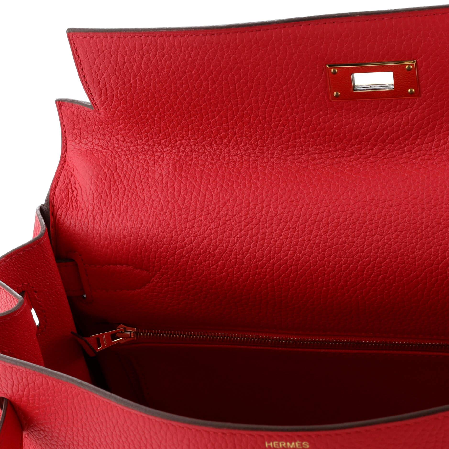 Hermes Kelly Handbag Rose Extreme Clemence with Gold Hardware 32 6