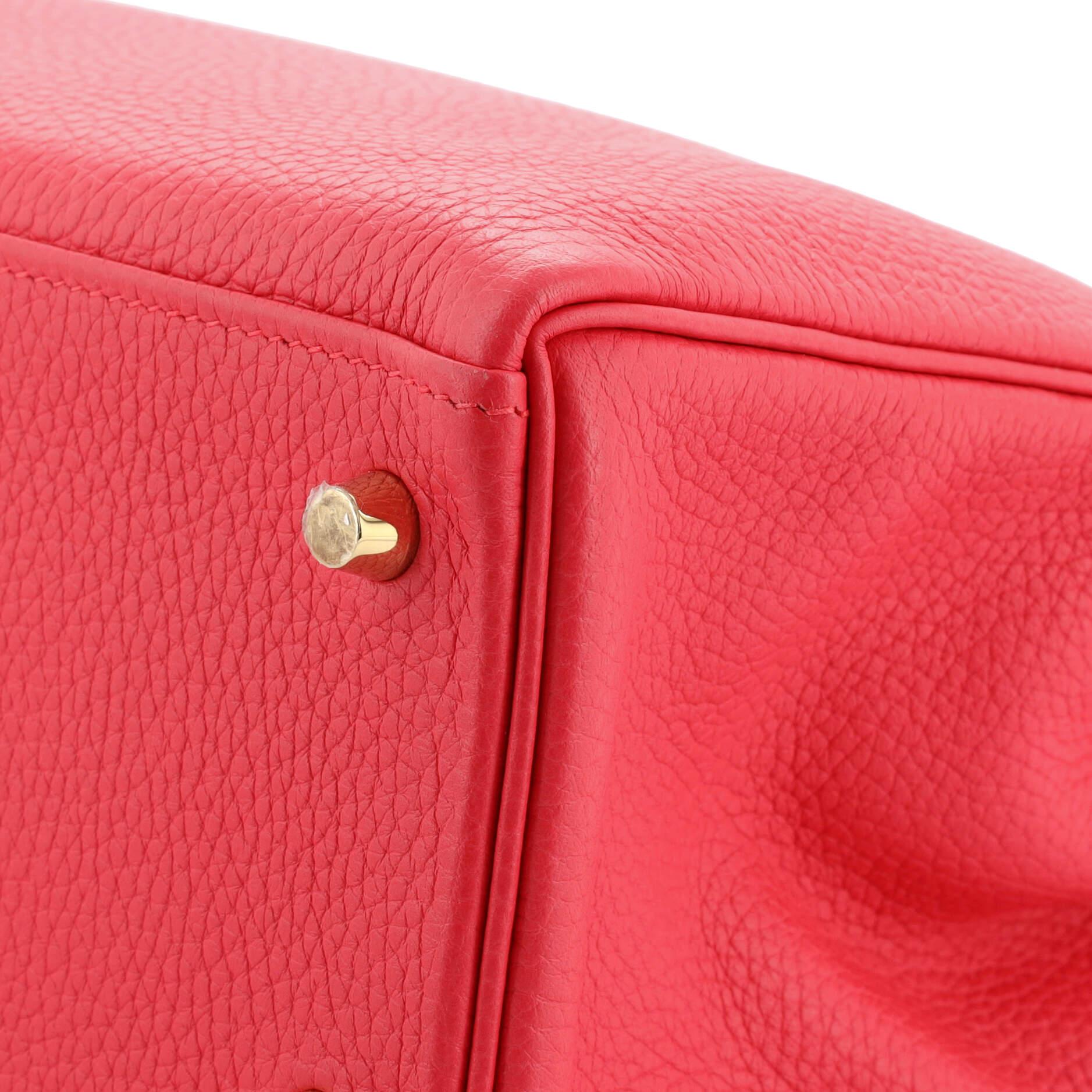 Hermes Kelly Handbag Rose Extreme Clemence with Gold Hardware 32 4
