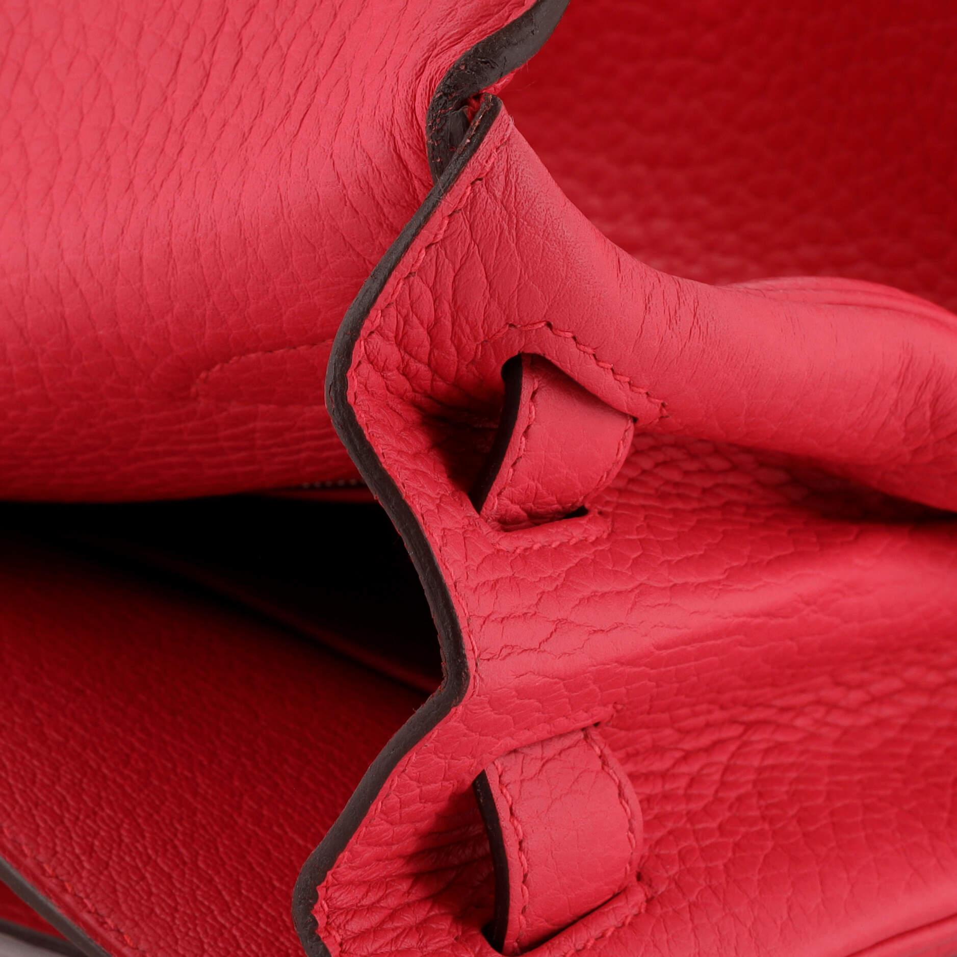 Hermes Kelly Handbag Rose Extreme Clemence with Palladium Hardware 28 For Sale 6