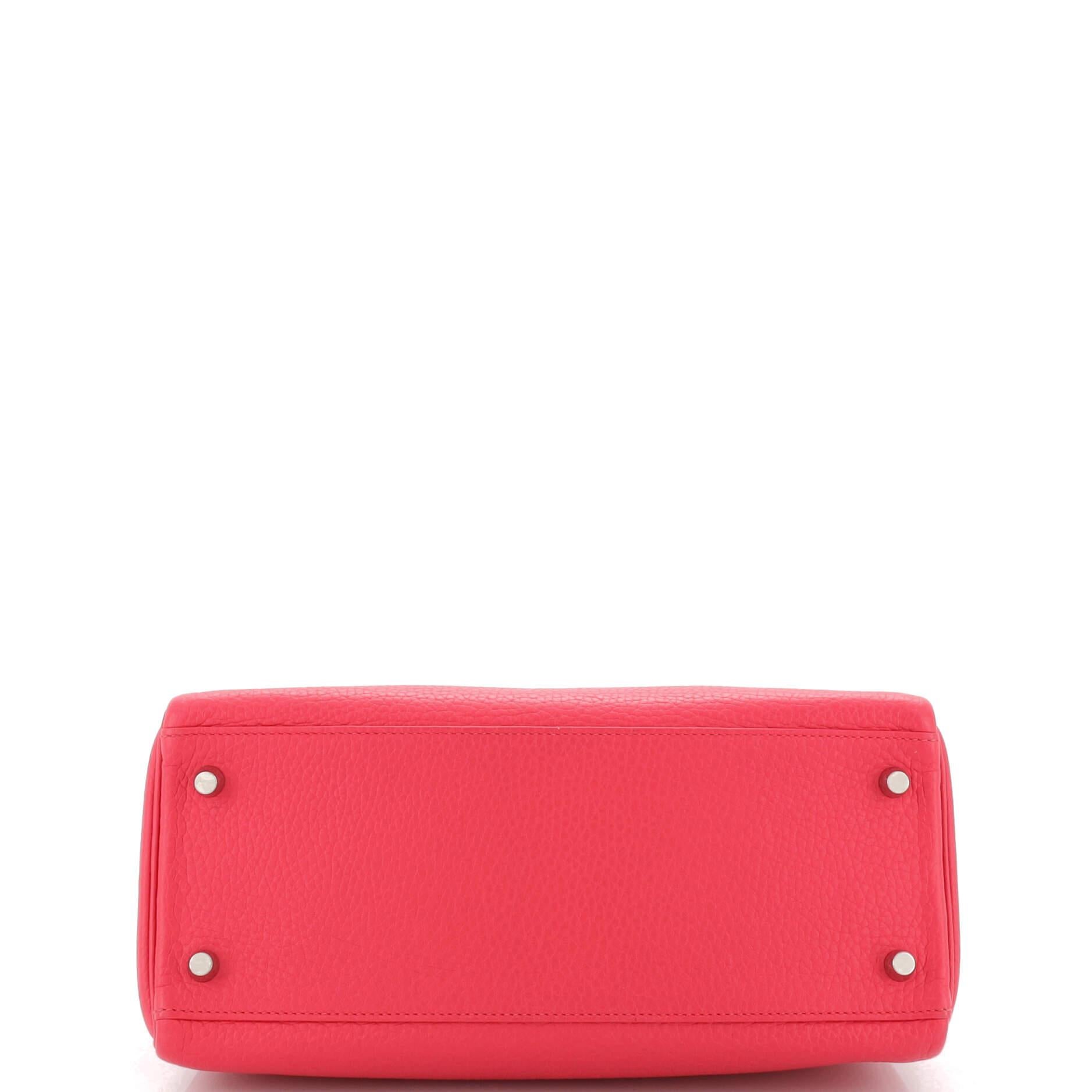 Women's or Men's Hermes Kelly Handbag Rose Extreme Clemence with Palladium Hardware 28 For Sale