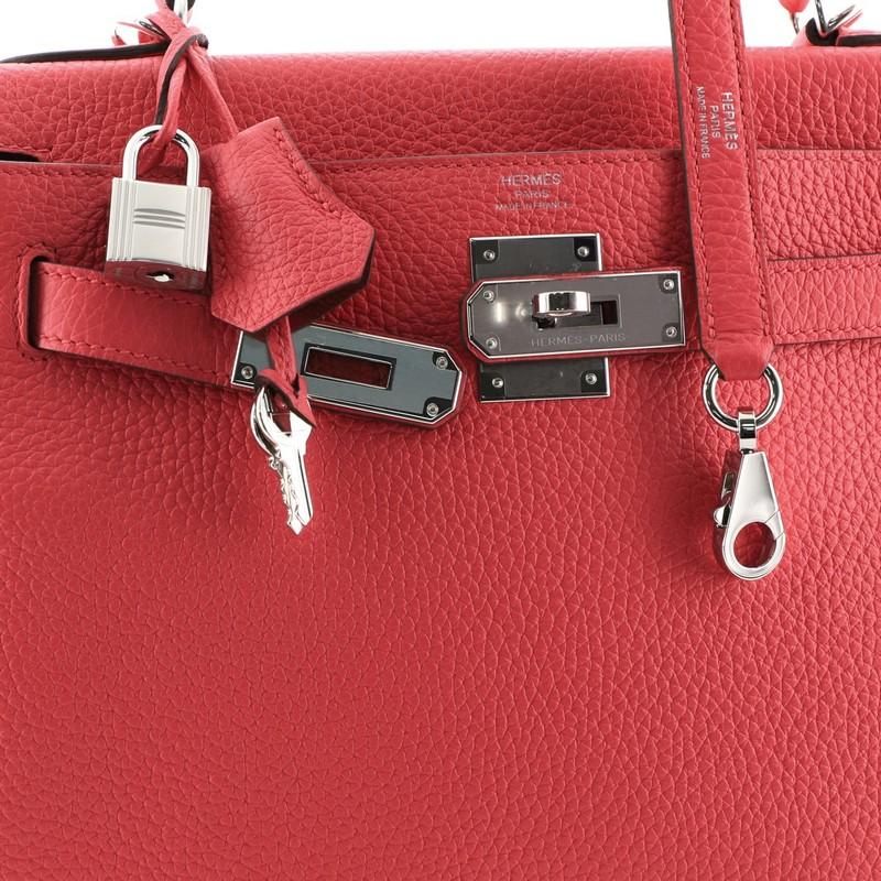 Hermes Kelly Handbag Rose Extreme Clemence with Palladium Hardware 28 2