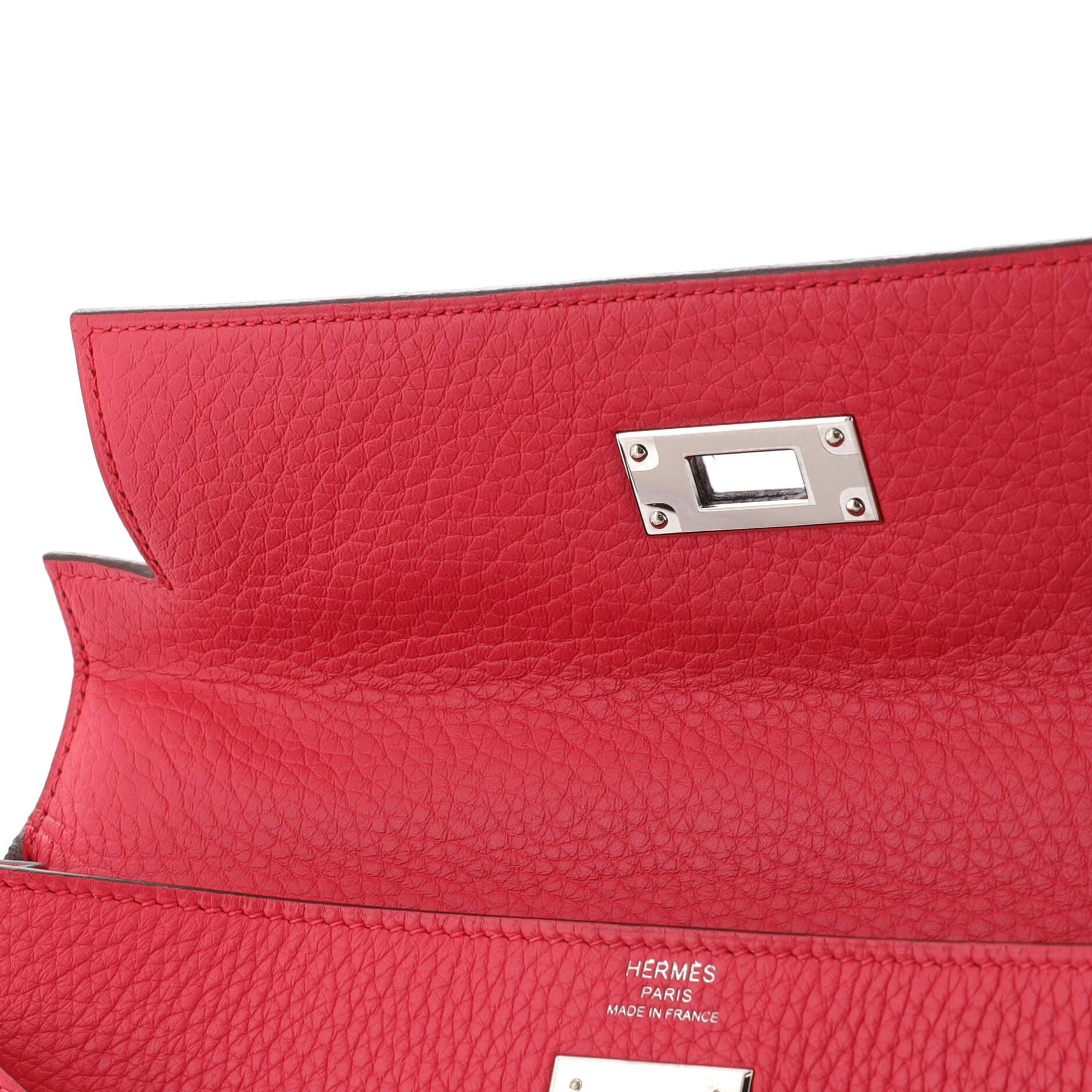 Hermes Kelly Handbag Rose Extreme Clemence with Palladium Hardware 28 For Sale 4