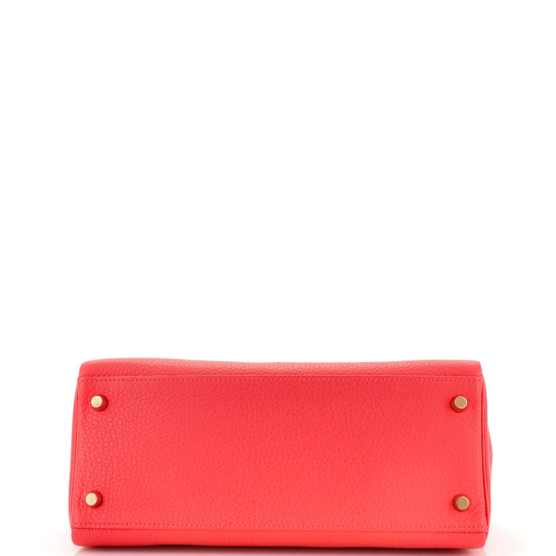 Hermes Kelly Handbag Rose Jaipur Clemence with Gold Hardware 28 1