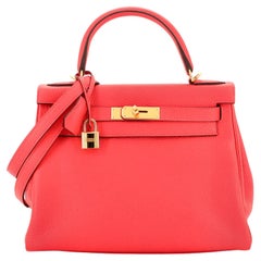 Hermes Kelly Handbag Rose Jaipur Clemence with Gold Hardware 28