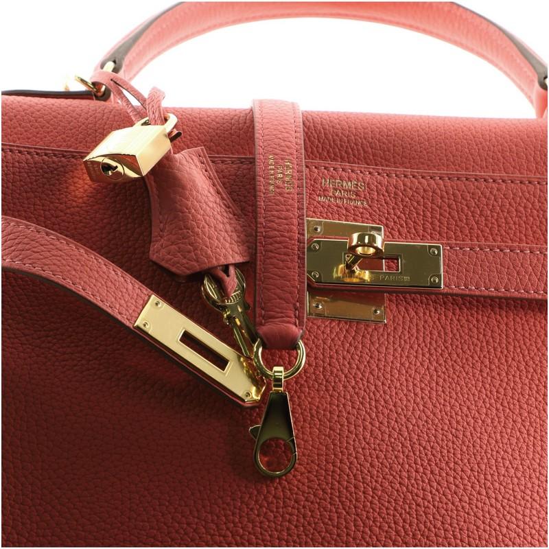 Hermes Kelly Handbag Rose Jaipur Clemence with Gold Hardware 32 4