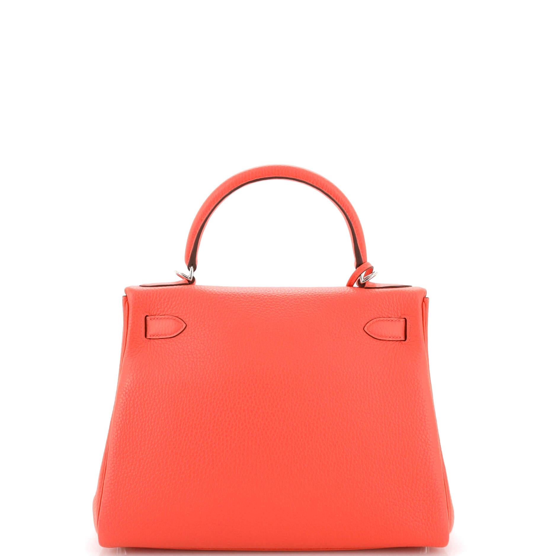 Women's or Men's Hermes Kelly Handbag Rose Jaipur Clemence with Palladium Hardware 28 For Sale