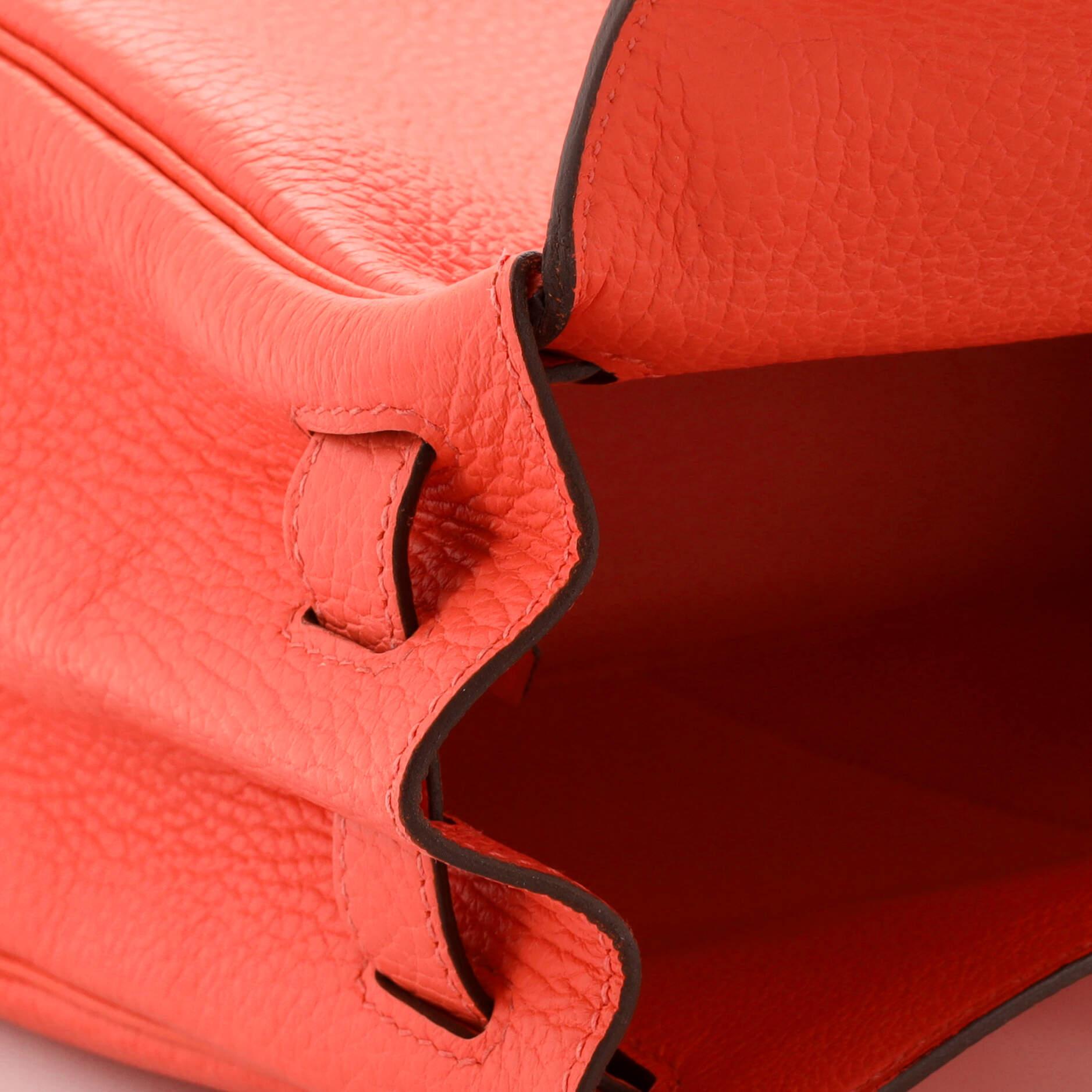 Hermes Kelly Handbag Rose Jaipur Clemence with Palladium Hardware 28 For Sale 4