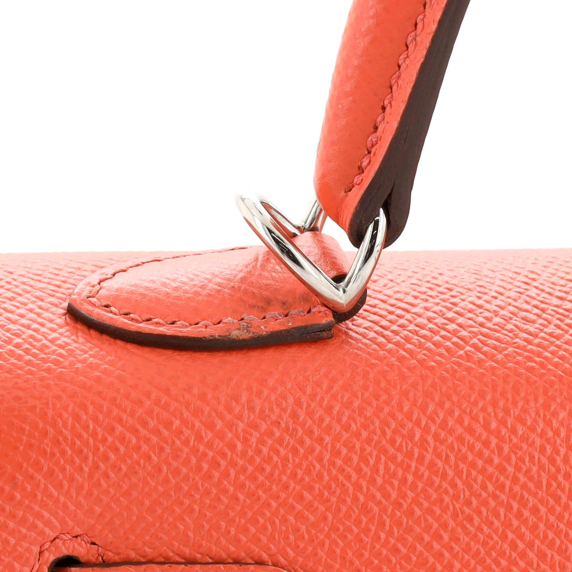 Hermes Kelly Handbag Rose Jaipur Epsom with Palladium Hardware 25 For Sale 3